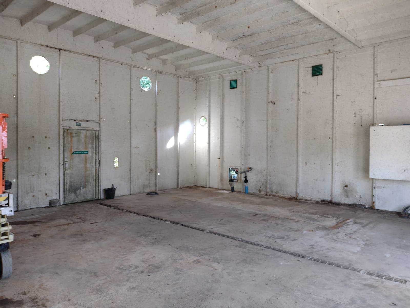 Building interior fully stripped after asset removal