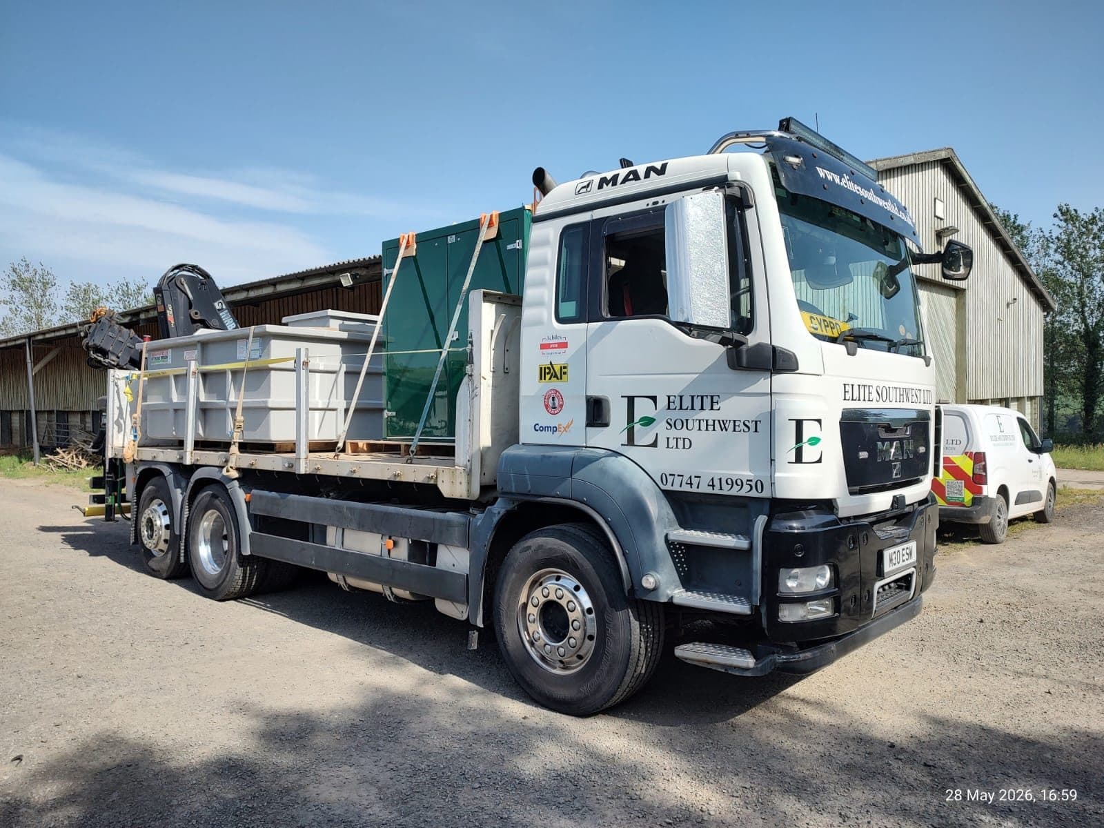 Elite Southwest 26 tonne MAN HGV with Hiab crane loaded with plant