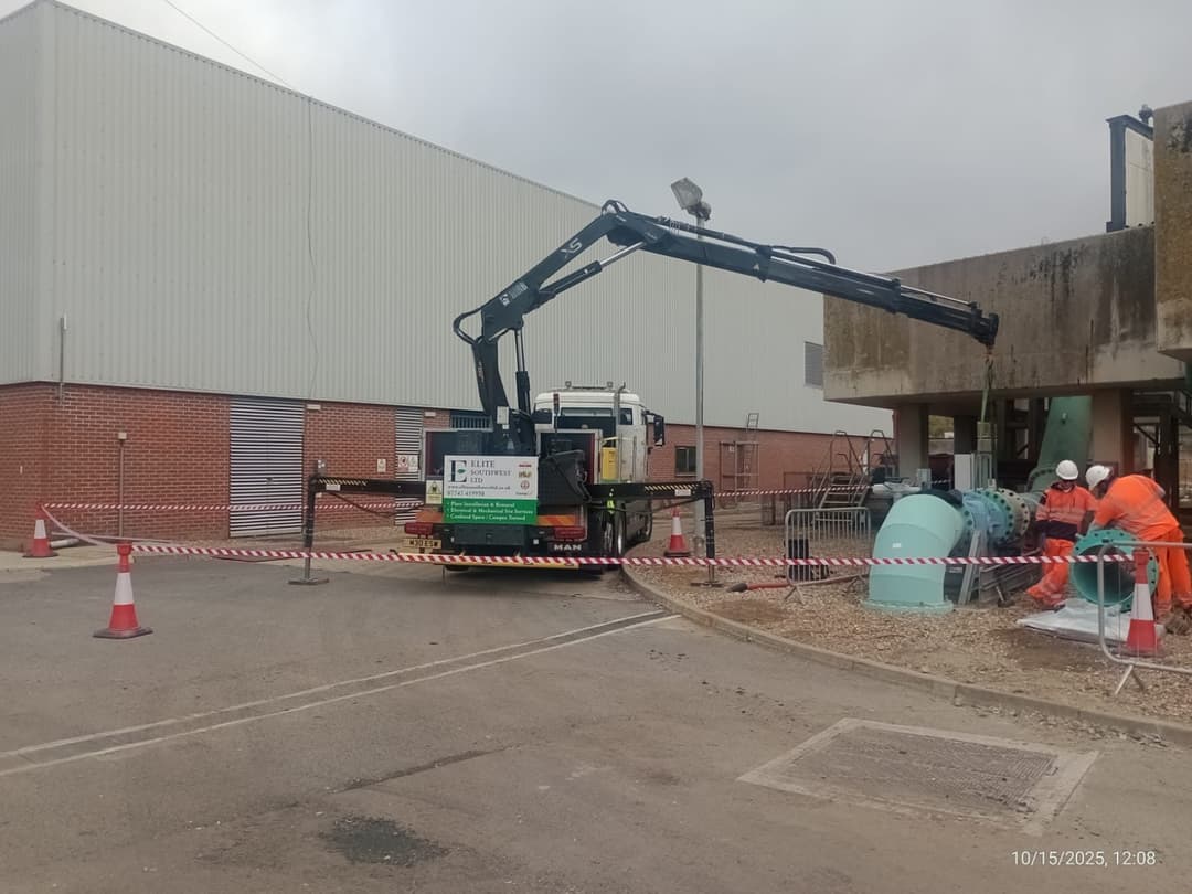 Hiab crane working over site plant